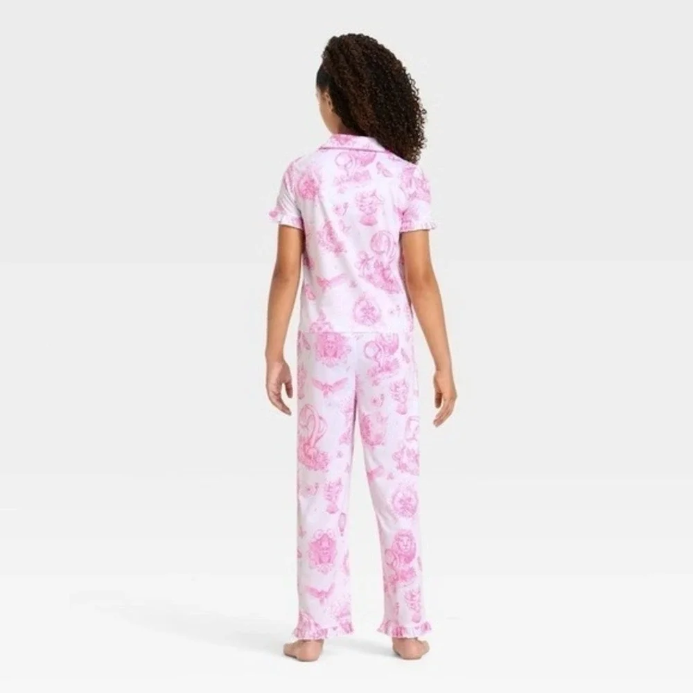 Katie‎ Kime Wicked Girls Pajama Set Pink White 2pc Sz M 8 Flame NWT
